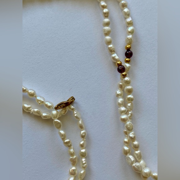 Vintage White Pearl & Amethyst Gemstone Double Strand Necklace and Bracelet Set - Picture 4 of 5